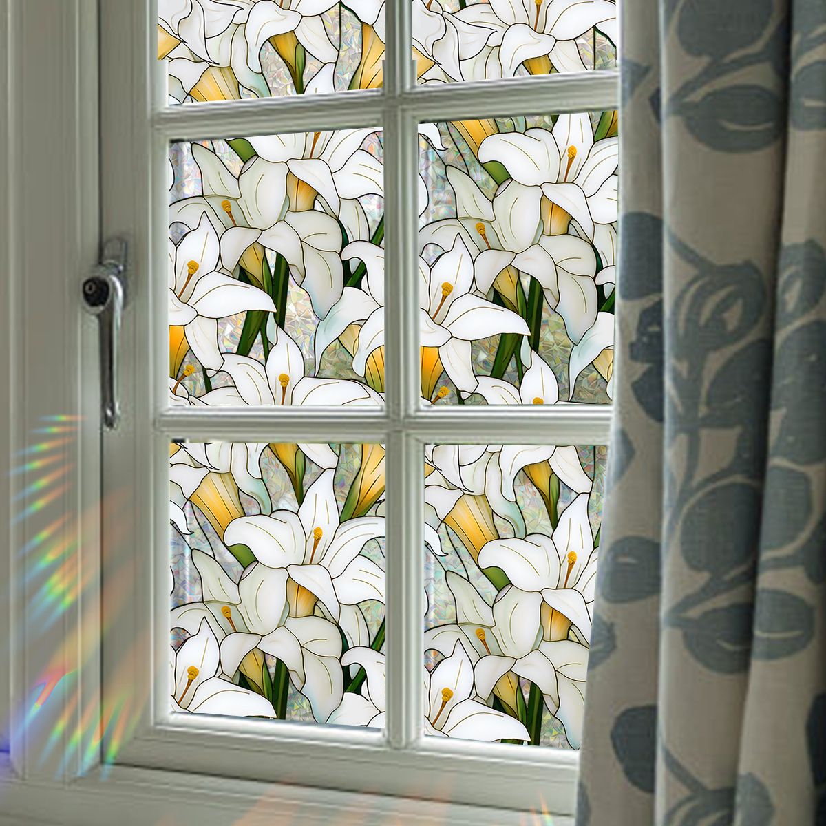 Window Film,Rainbow Window Privacy Film,Green Vines Leaves Double Sided Static — image 1
