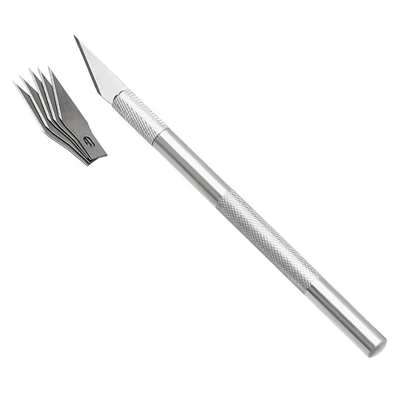 Stainless Steel Precision Knife Hobby Knife Razor Tool with 5 Spare Blades for view 3