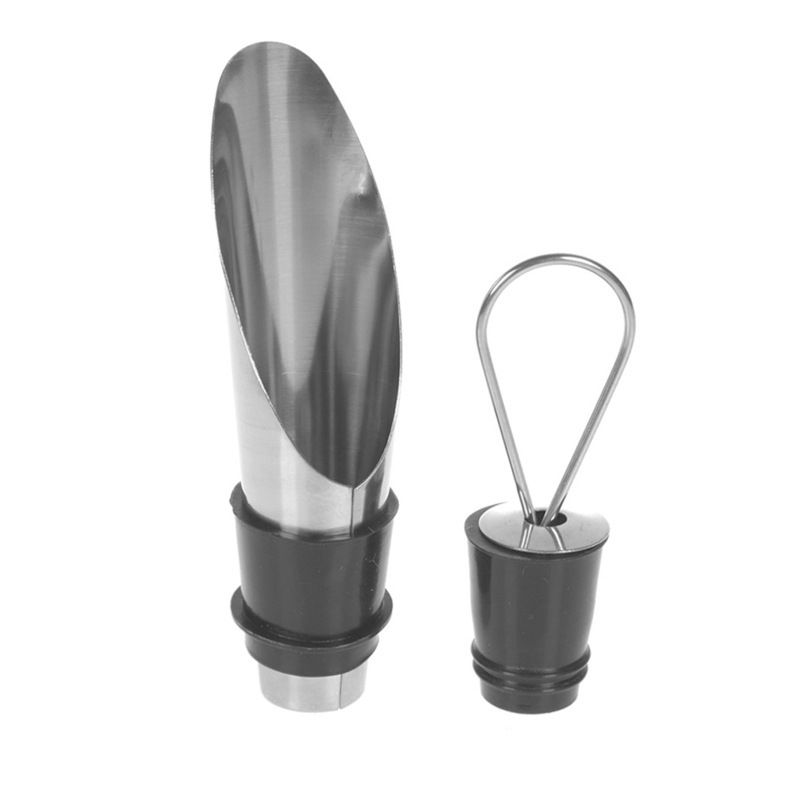Stainless Steel Vacuum Pump Wine Bottle Stopper Funnel Pourter Decanter