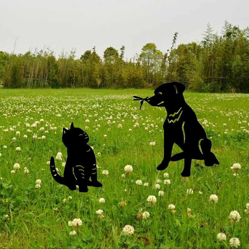 Cat and Dog Garden Metal Stakes - Black Cat Silhouette Stakes for The Yard view 2