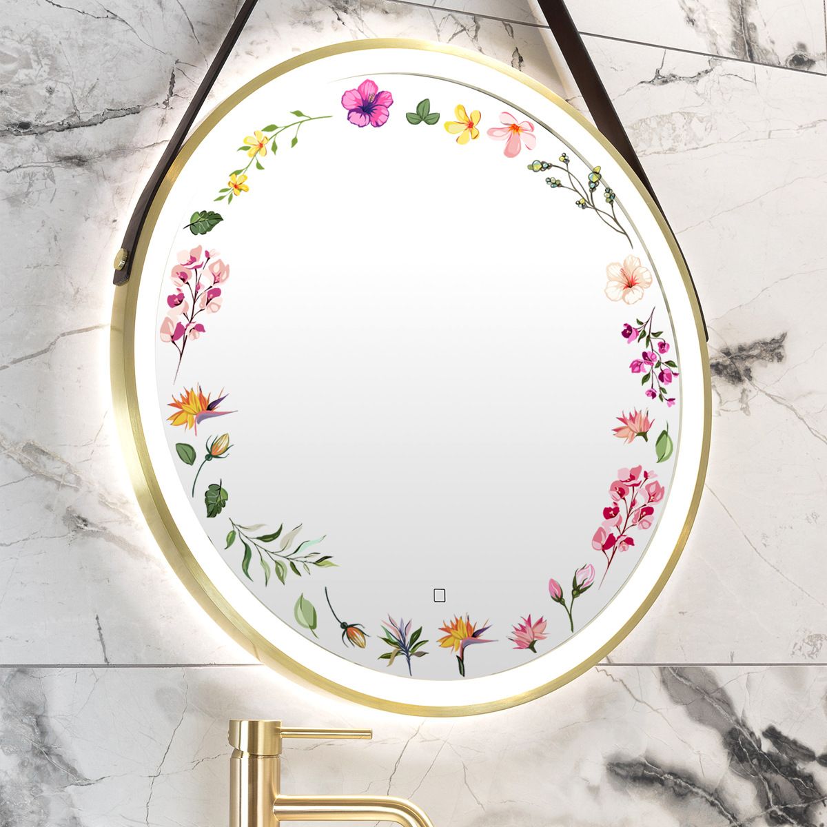 Floral Mirror Decals Flower Wall Stickers Peel and Stick Room Graphics view 2