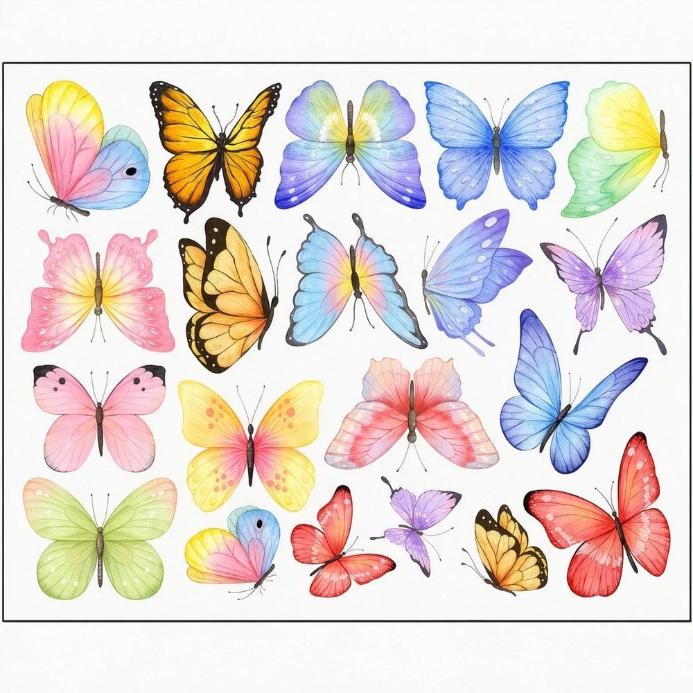Fresh Watercolor Butterfly Wall Stickers Living Room Bedroom Background Wall — image 1
