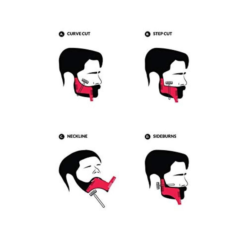 Men's Beard Comb Sideburns Styling Comb With Brush Beard Trimming Template view 2