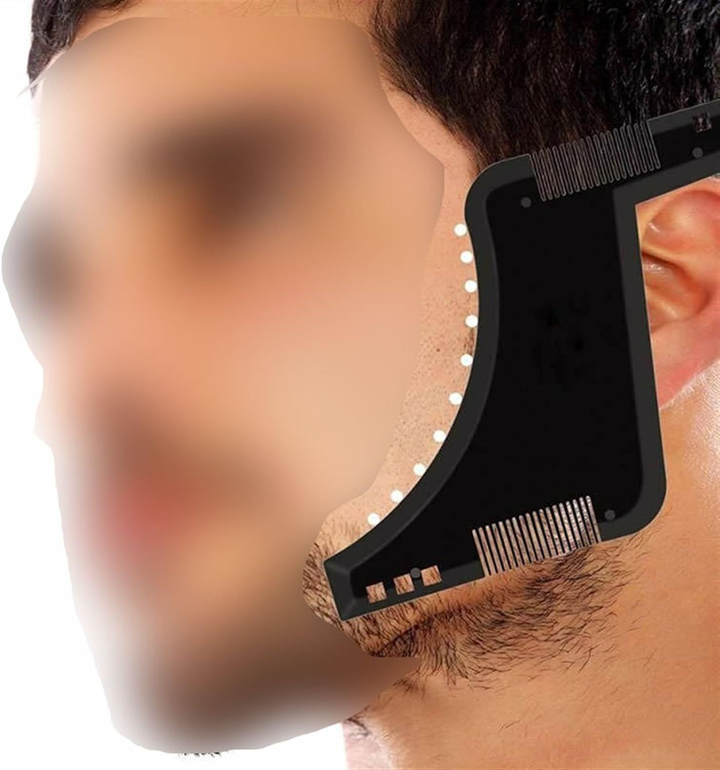 Men's Beard Comb Sideburns Styling Comb With Brush Beard Trimming Template view 4