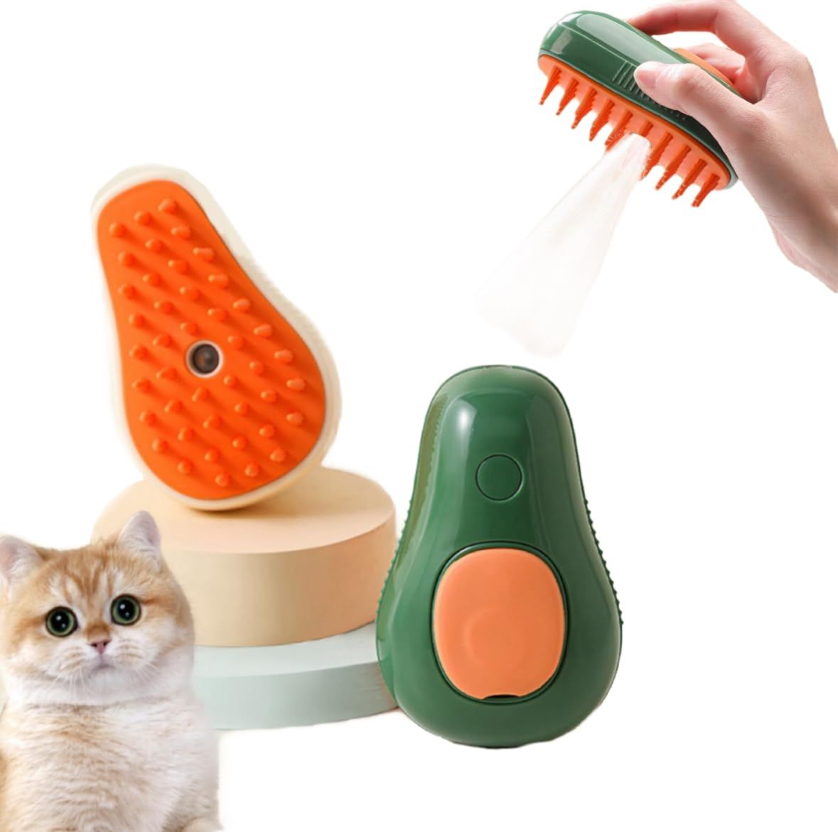 Cat Brush,3 In1 Spray Cat Brush, Self Cleaning Cat Steamy Brush, Cat Steamy