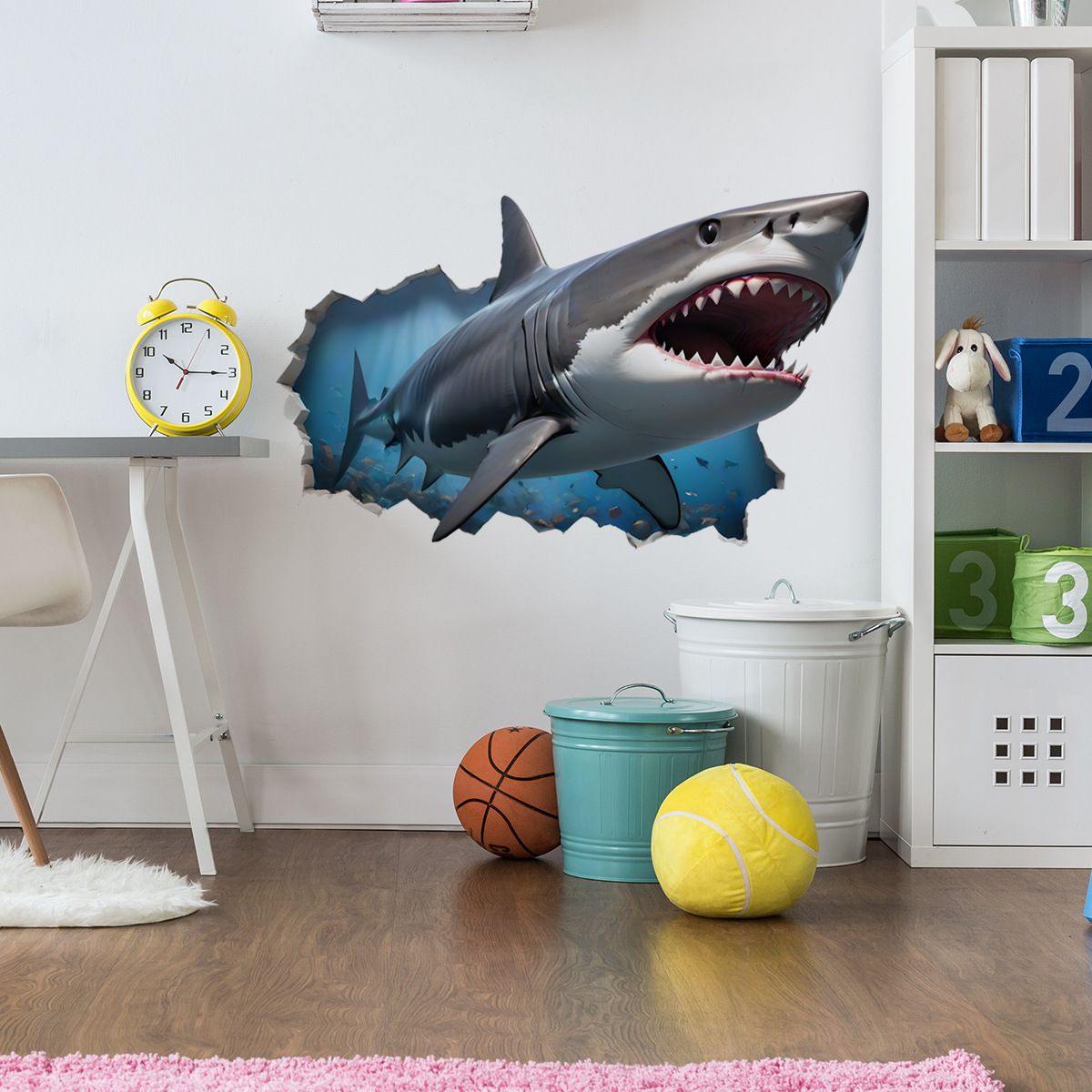 Broken Wall Fierce Shark Wall Stickers view 3