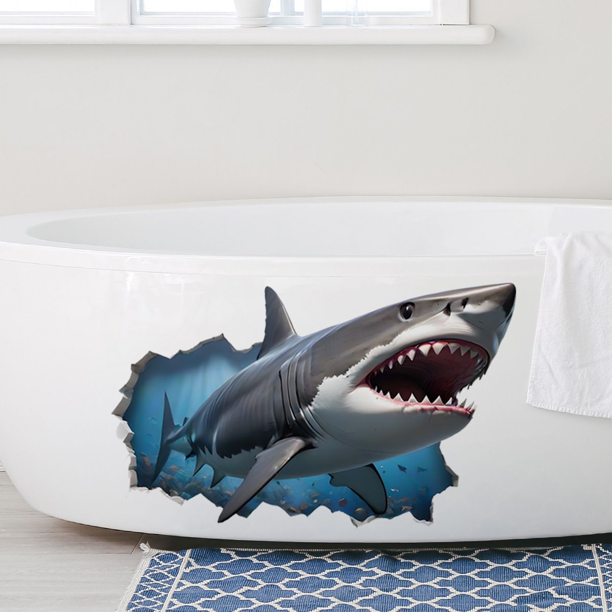 Broken Wall Fierce Shark Wall Stickers view 5