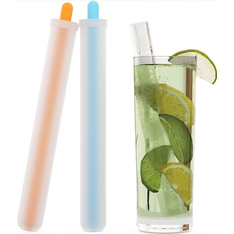 2 Pcs Reusable Ice Straw Molds for Drinks view 2