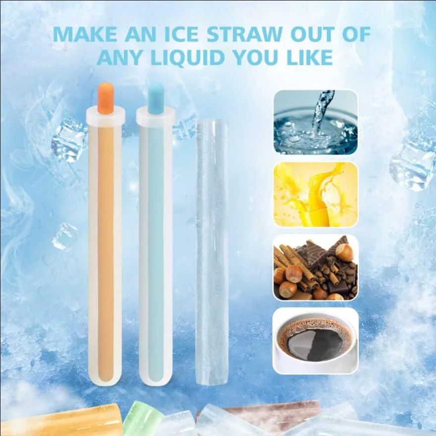 2 Pcs Reusable Ice Straw Molds for Drinks view 5
