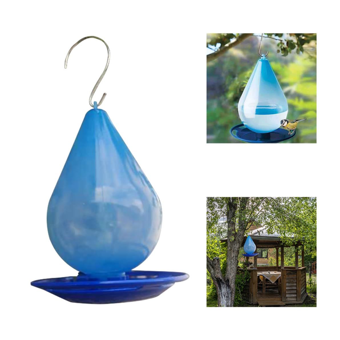 Bird Water Feeder, Droplet Shaped Hanging Bird Bath with Hook, Outdoor Bird view 5