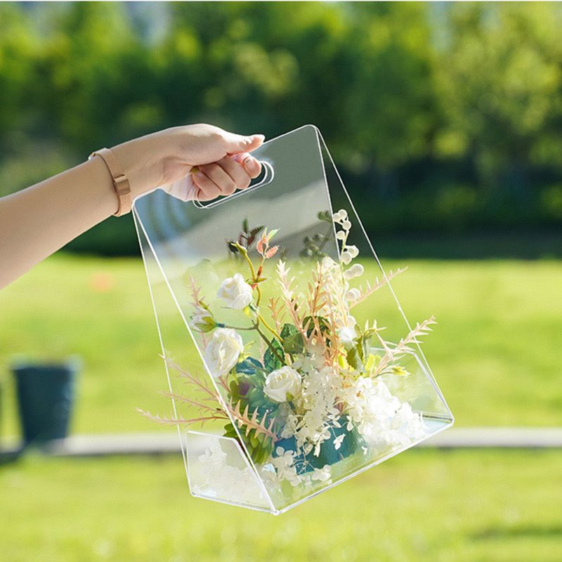 Acrylic Hand-held Vase,High-end Transparent Flower Box,Portable Flower Basket — image 1