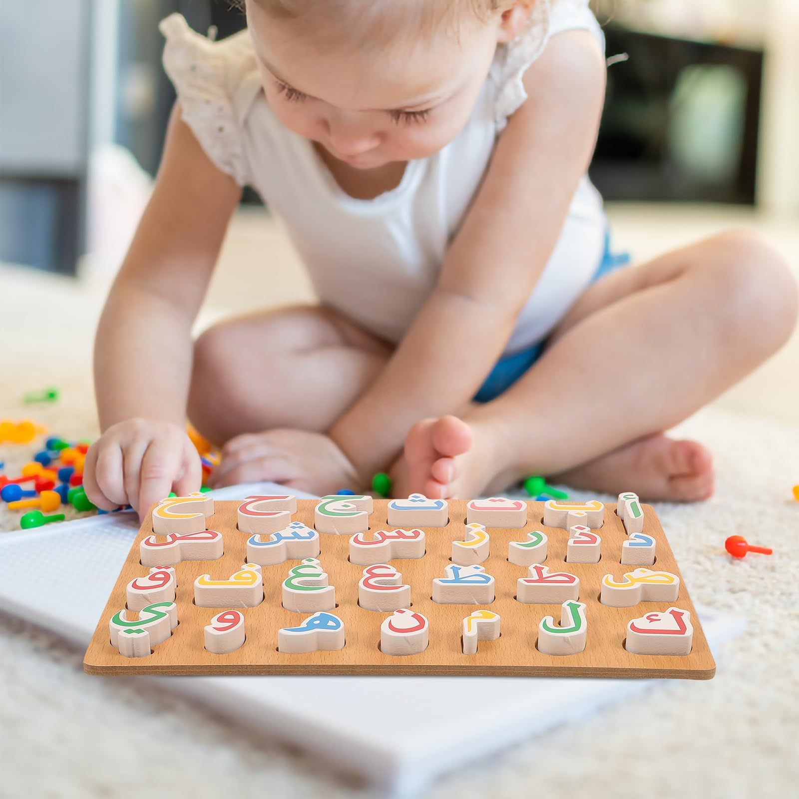 1 Set Wooden Arabic Alphabet Puzzle Childrens Montessori Preschool Education view 2