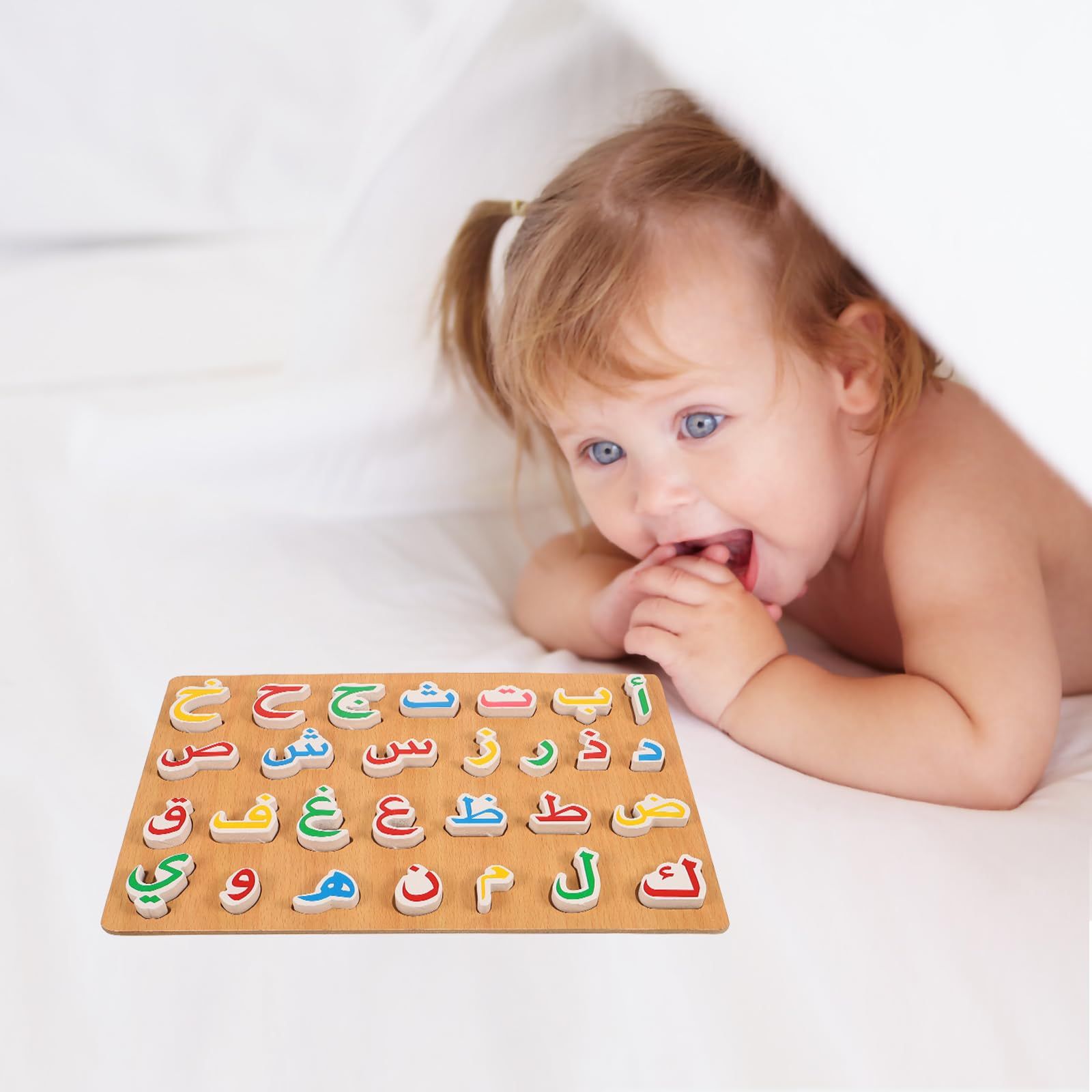 1 Set Wooden Arabic Alphabet Puzzle Childrens Montessori Preschool Education view 4