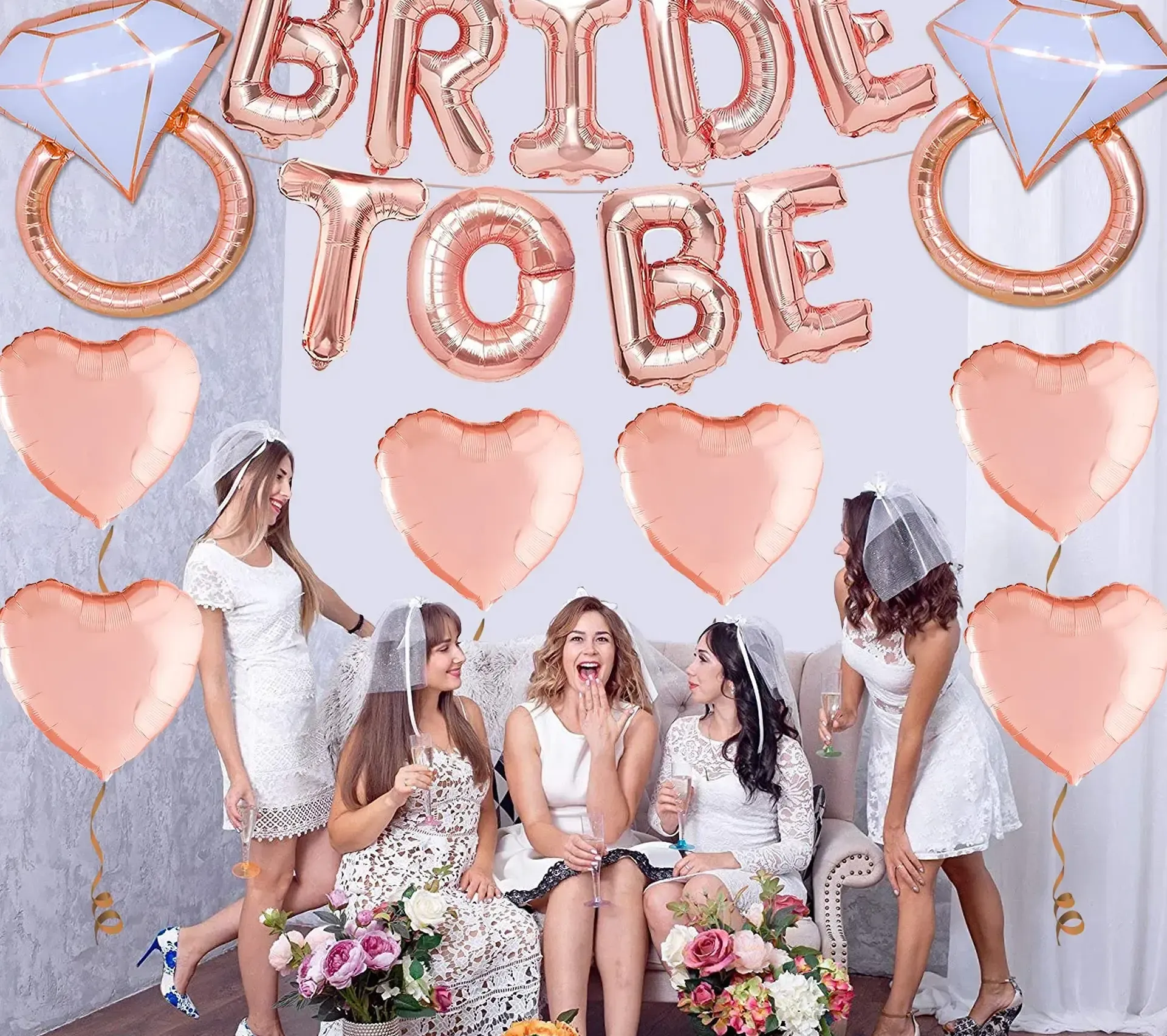 Rose Gold Bride To Be Balloons - Pack of 17 view 3
