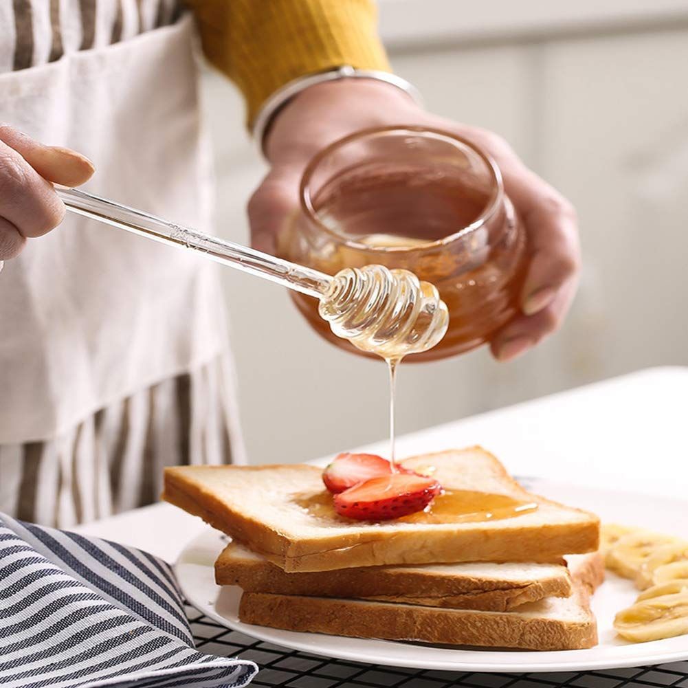 2Pcs 6" Glass Honey Dipper Sticks Stirring Sticks Server Honey Spoon Dipper view 2