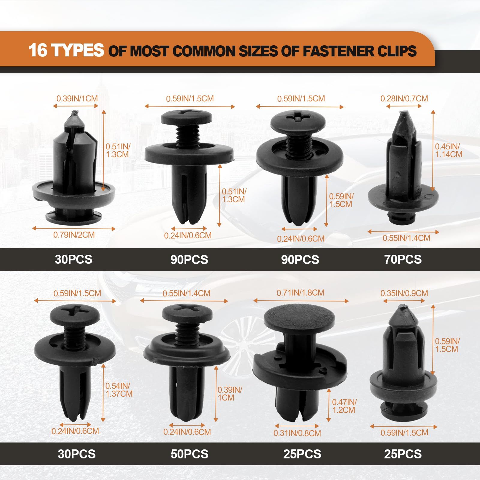 635PCS Auto Fasteners Car Push Retainer Clips Nylon Bumper Fender Rivets view 2