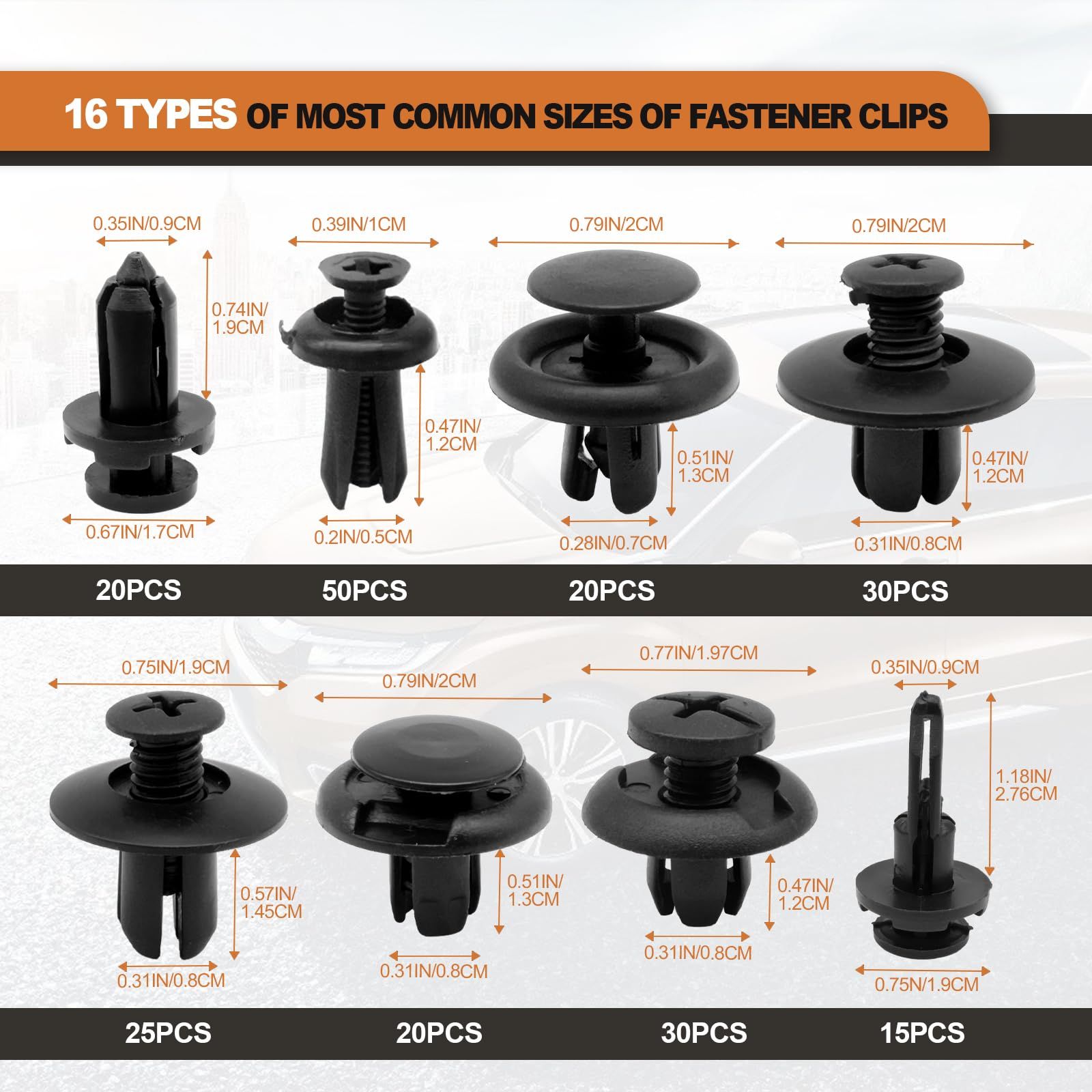 635PCS Auto Fasteners Car Push Retainer Clips Nylon Bumper Fender Rivets view 3