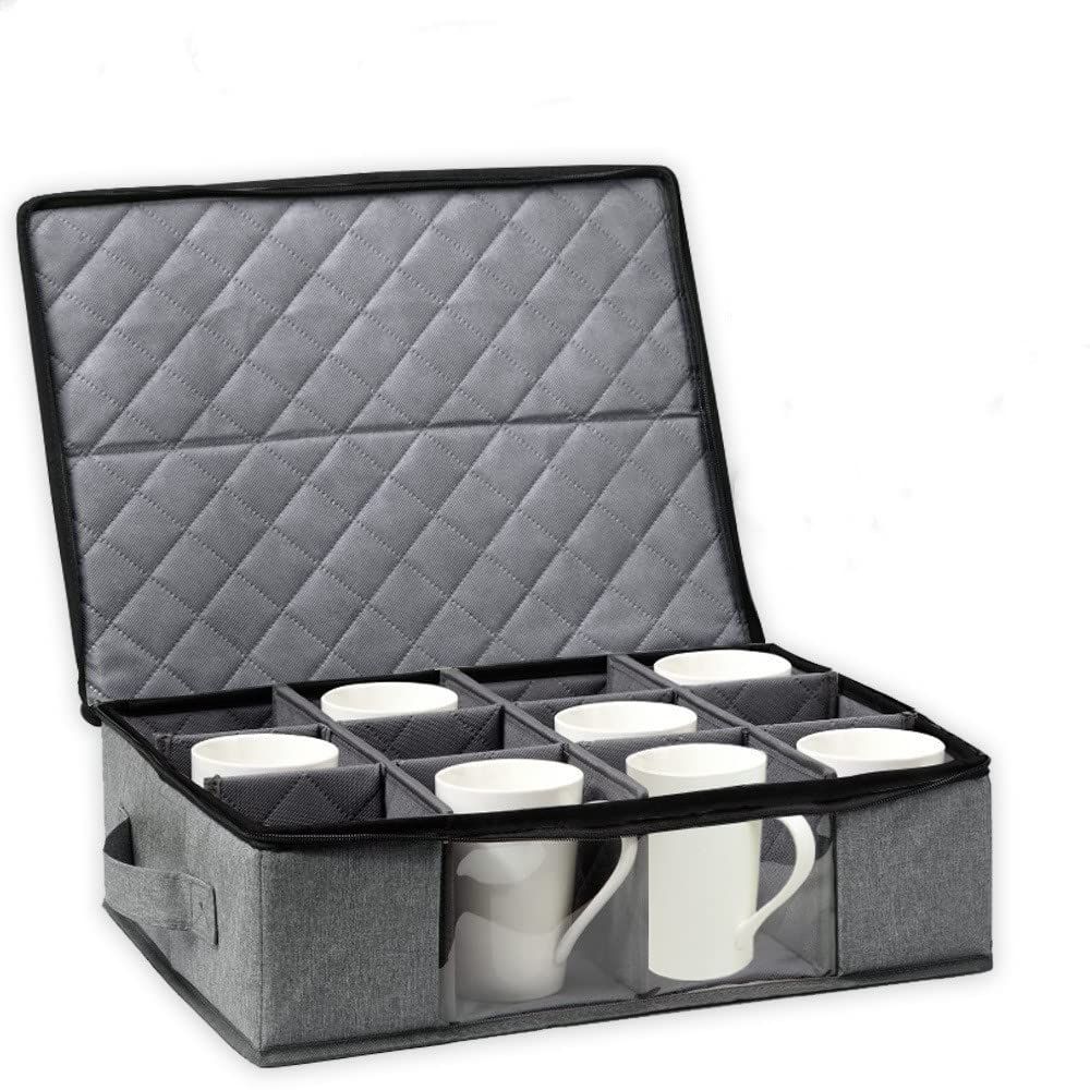 Coffee Cup Storage Box, Storage Containers Holds 12 Glassware, Coffee Mugs and