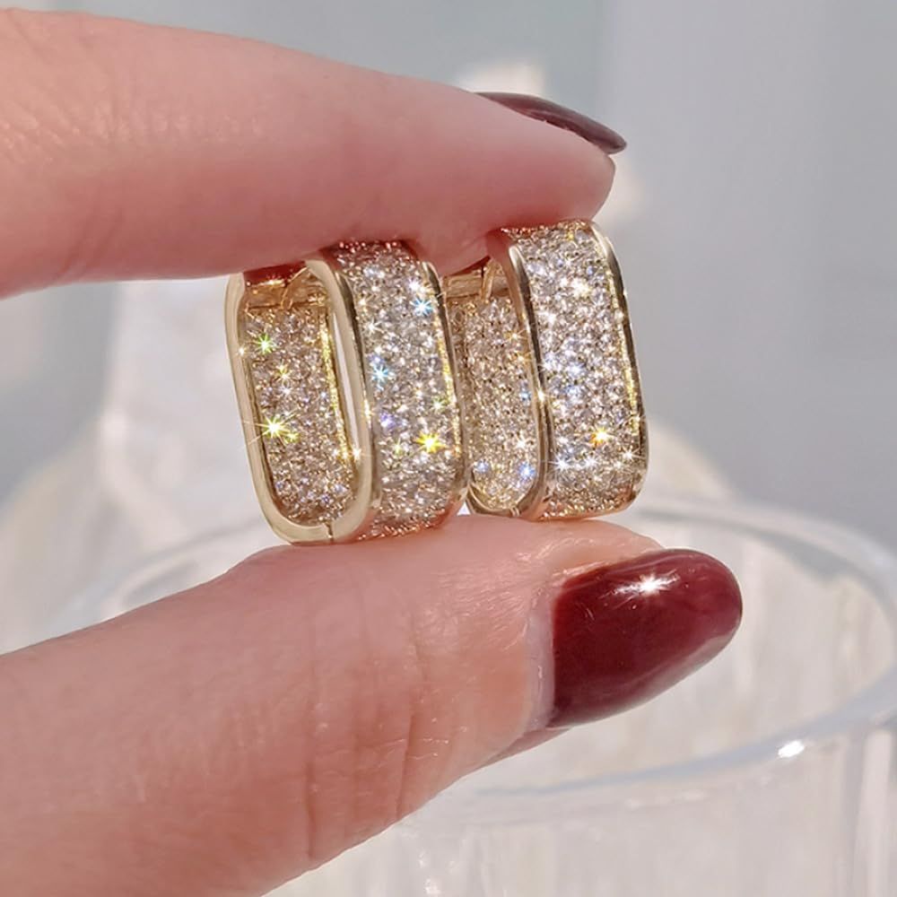 Gold Geometric Drop Dangle Earrings for Women Plated Paperclip Hoop Earrings view 3