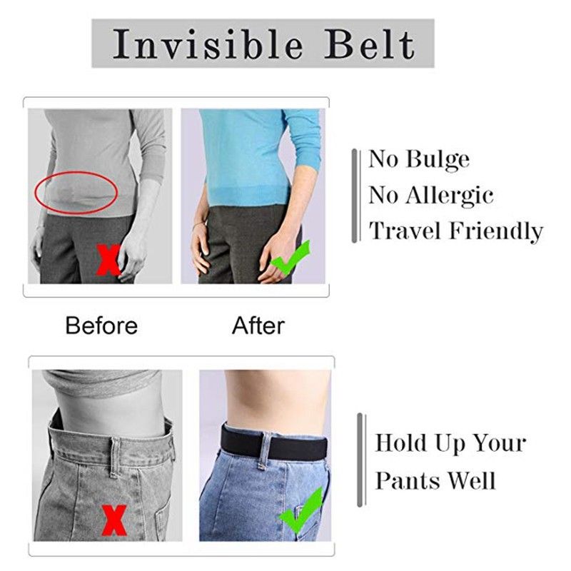 Women Invisible Belt, Comfortable Adjustable Stretch No Show Belt with Flat view 2
