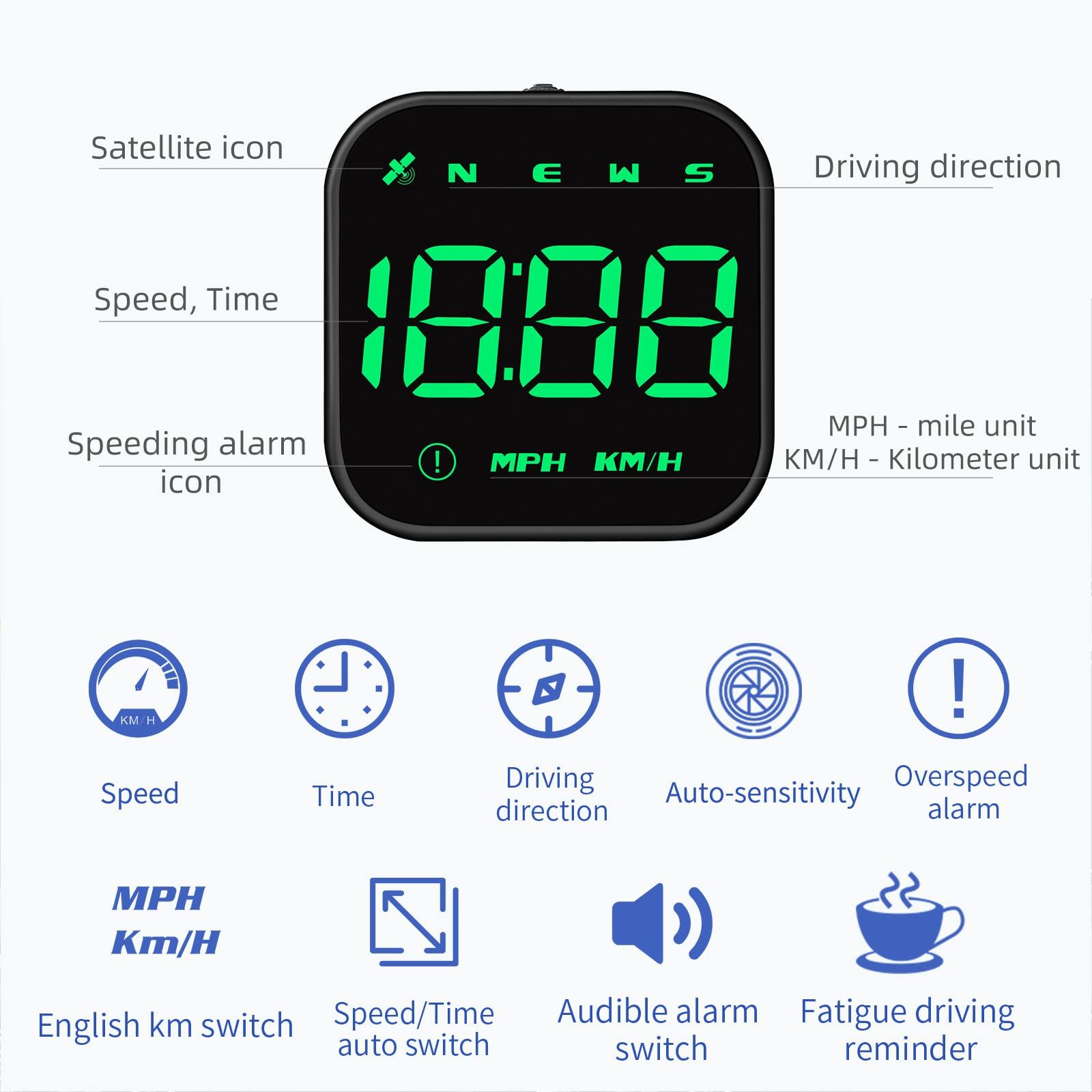 Digital GPS Speedometer, Car Universal HUD Head Up Display with Speed MPH view 5