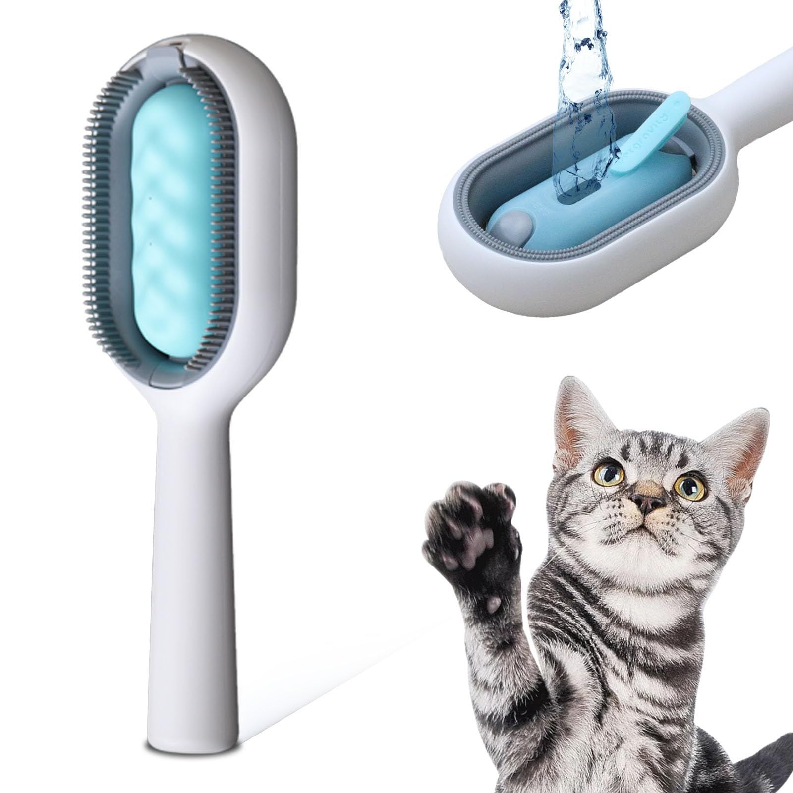 Cat Brush with Water, 3 in 1 Cat Grooming Brush, Cat Cleaning Brush, Pet Hair
