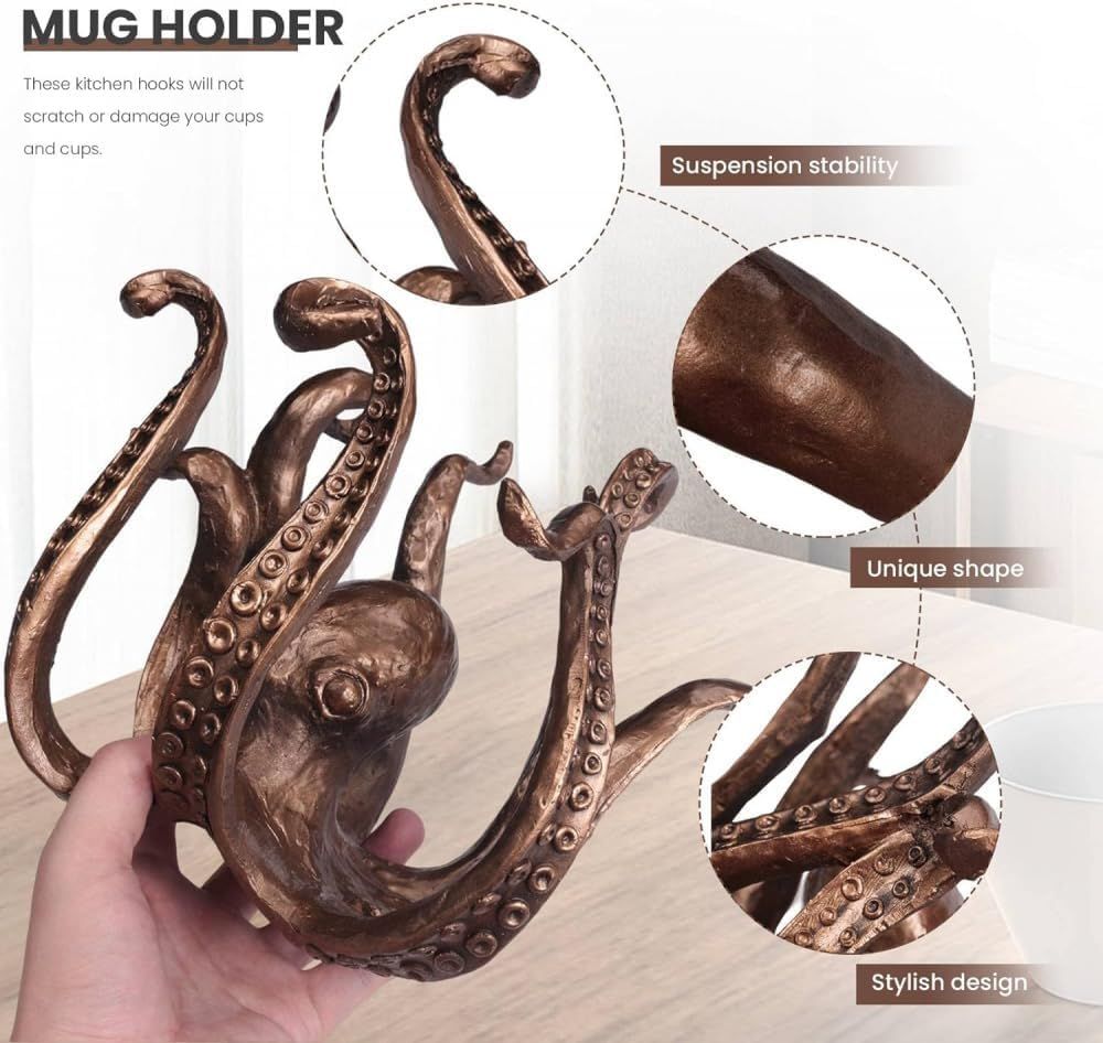 Octopus Mug , Vintage Nautical Octopus Cup Holder , Table Ornament, Jewelry view 4