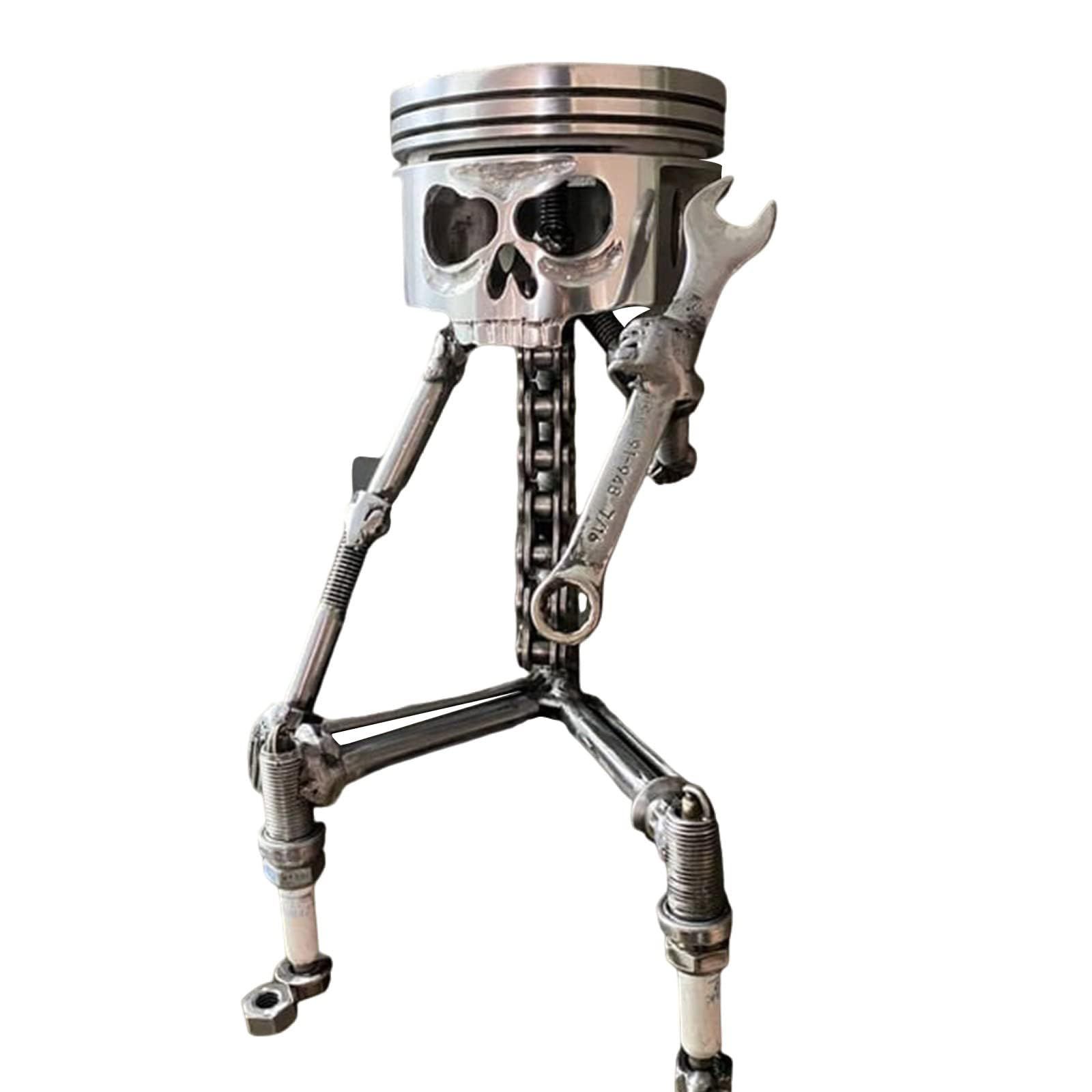 Carved Piston Skull Face Sculpture