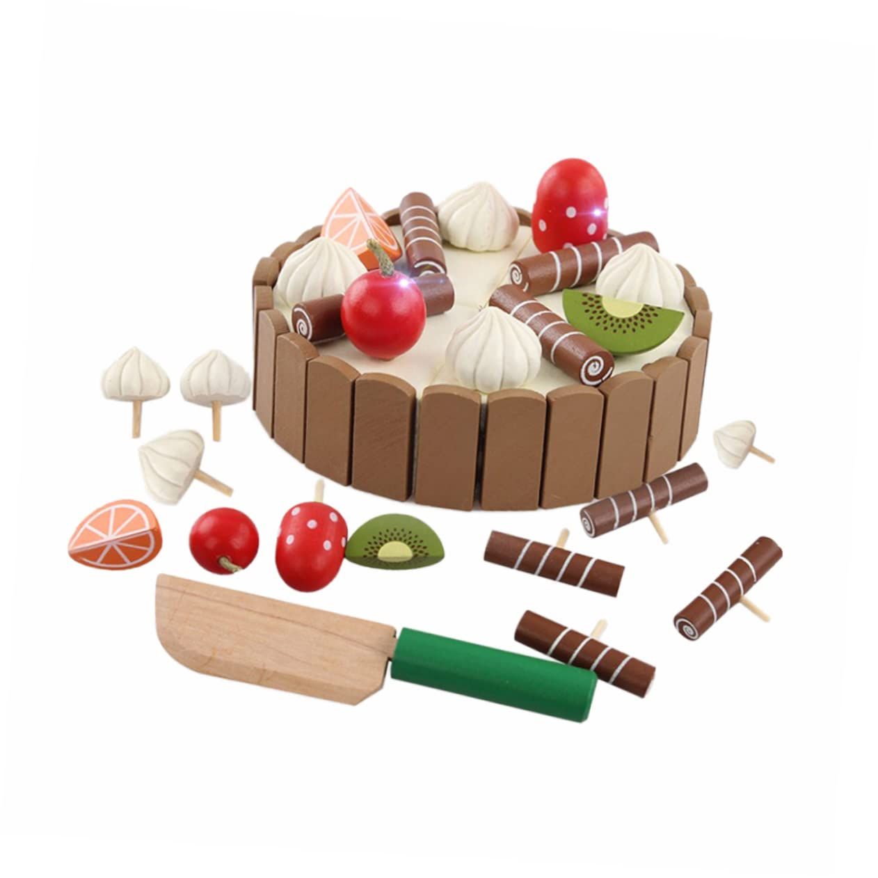 Hey! Play! Birthday Cake-Kids Wooden Magnetic Dessert with Cutting Knife — image 1