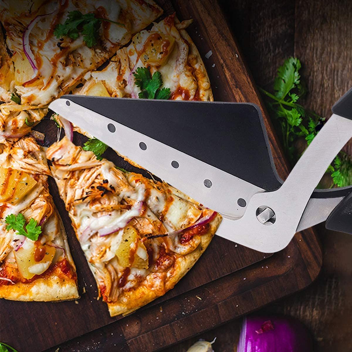 Pizza Scissors Cutter One-Handed Operation Stainless Steel Pizza Spatula view 5