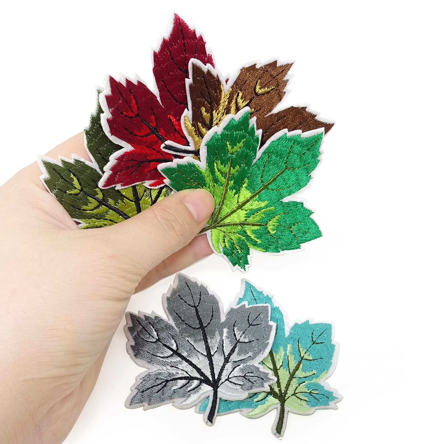 9PCS Colorful Maple Leaves Embroidery Patches Iron On Patches Sew On Applique view 5