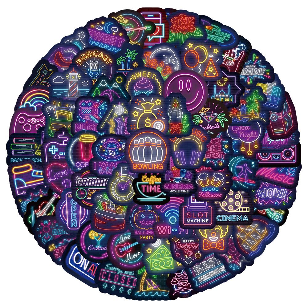 100Pcs Neon Style Stickers Decals view 2
