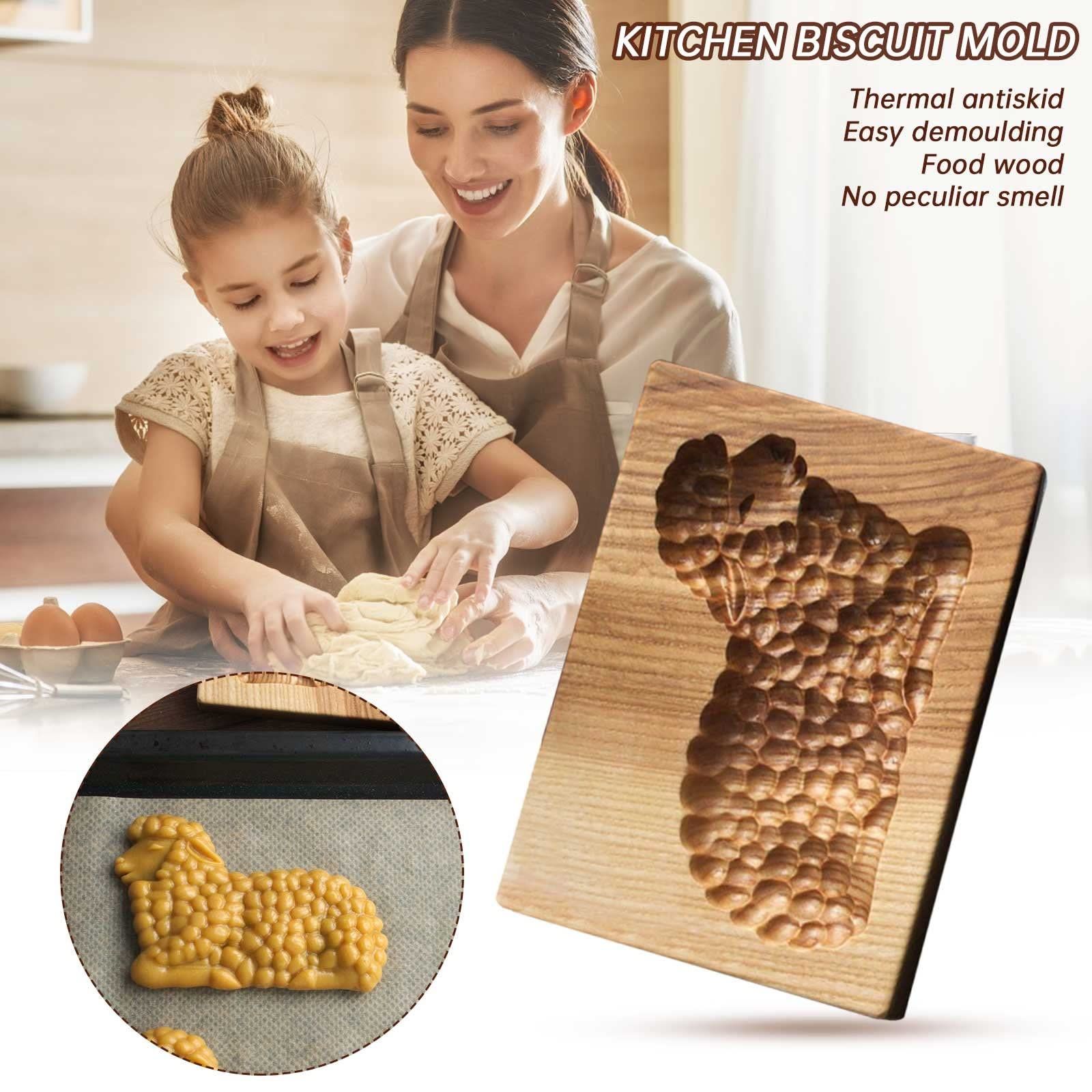 Wooden Cookie Molds, Engraved Embossing Cookie Cutter with Christmas Tree Deer view 3