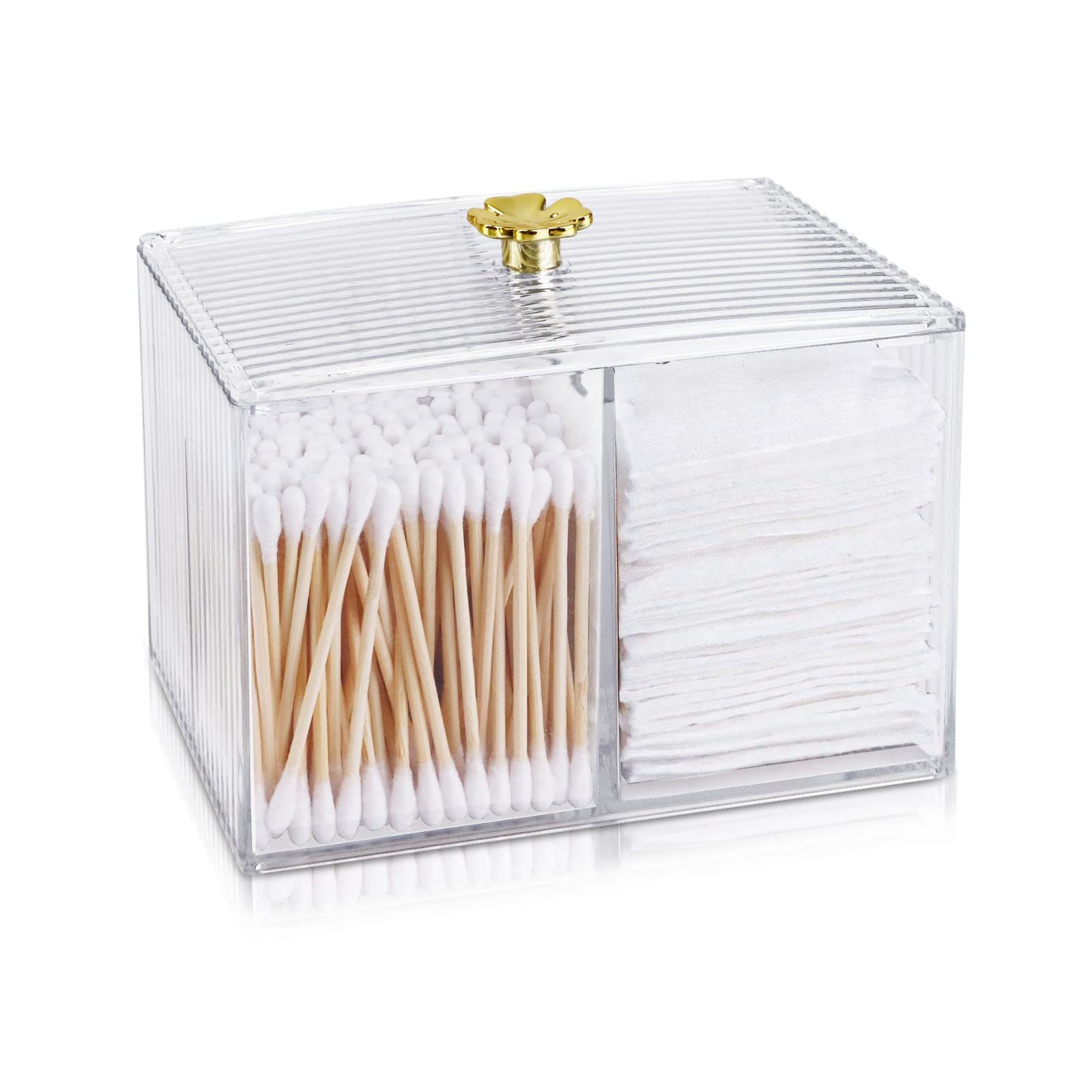 Cotton Swabs Holder, Clear Modern Bathroom Organizer, Apothecary Jars with
