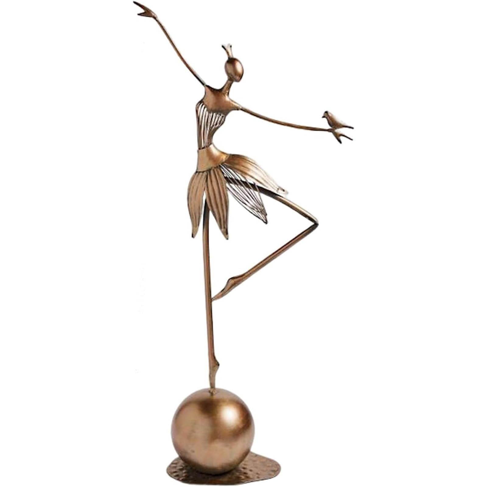 Garden Dancing Girl Figurine Metal Decoration Outdoor Sculpture Waterproof Art
