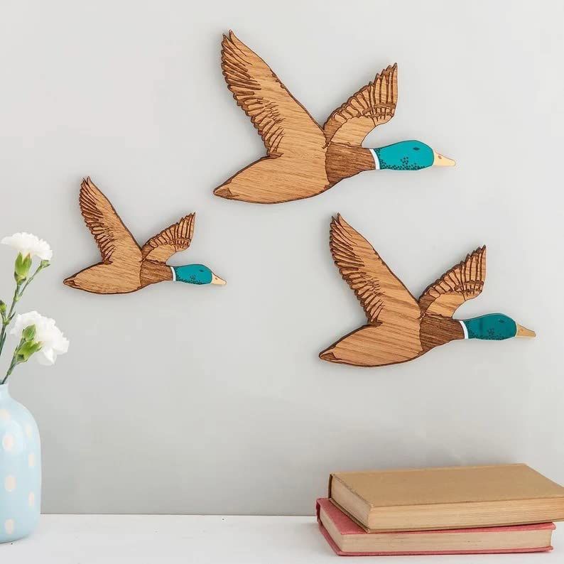3Pcs Wooden Wall Art Rustic Flying Birds Wall Decor Carved Wood Wall Art For — image 1