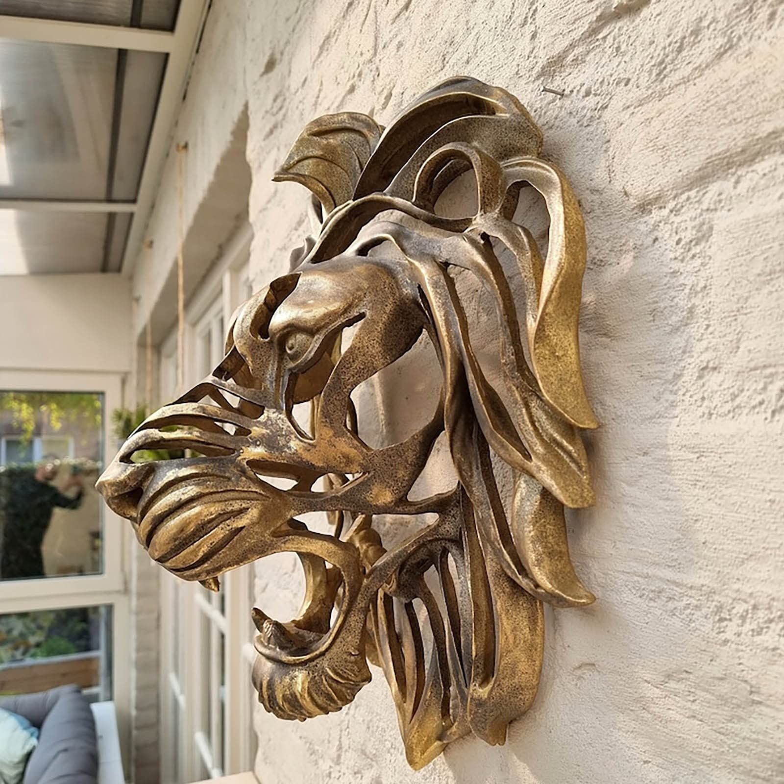 Father's Day Gift, Rare Lion Wall Art Sculpture Hollow Metal Male Lion Wall view 5