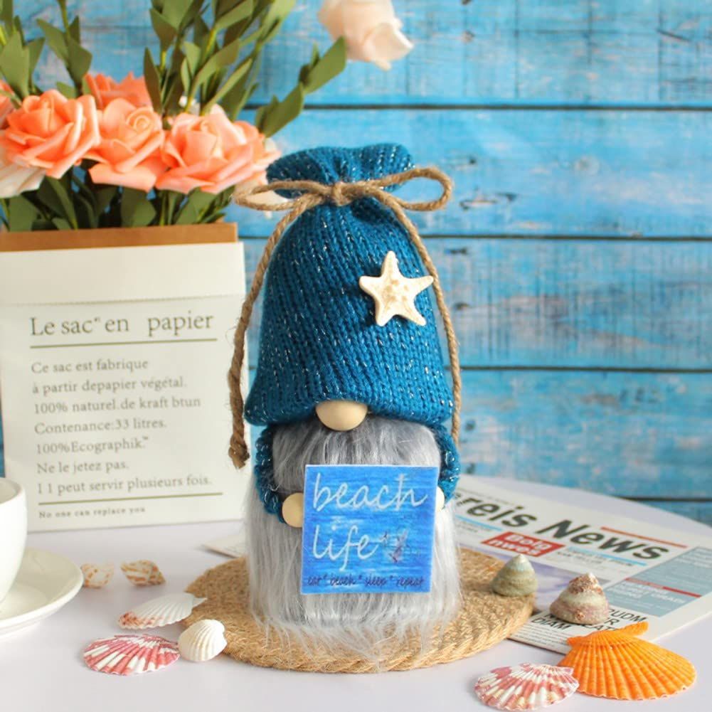 Blue Decoration, Handmade Swedish Plush Elf Holding Funny Sweet Warm Sayings view 4