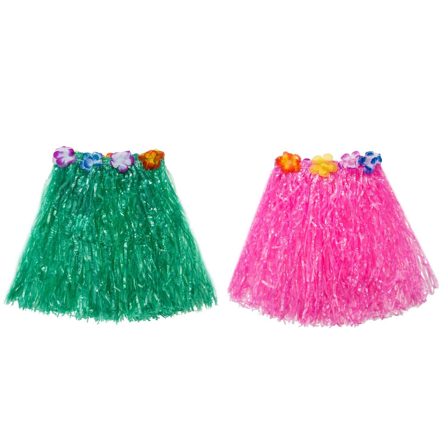 Elastic Hawaiian Hula Grass Skirt with Flower Costume Set for Party Beach view 3