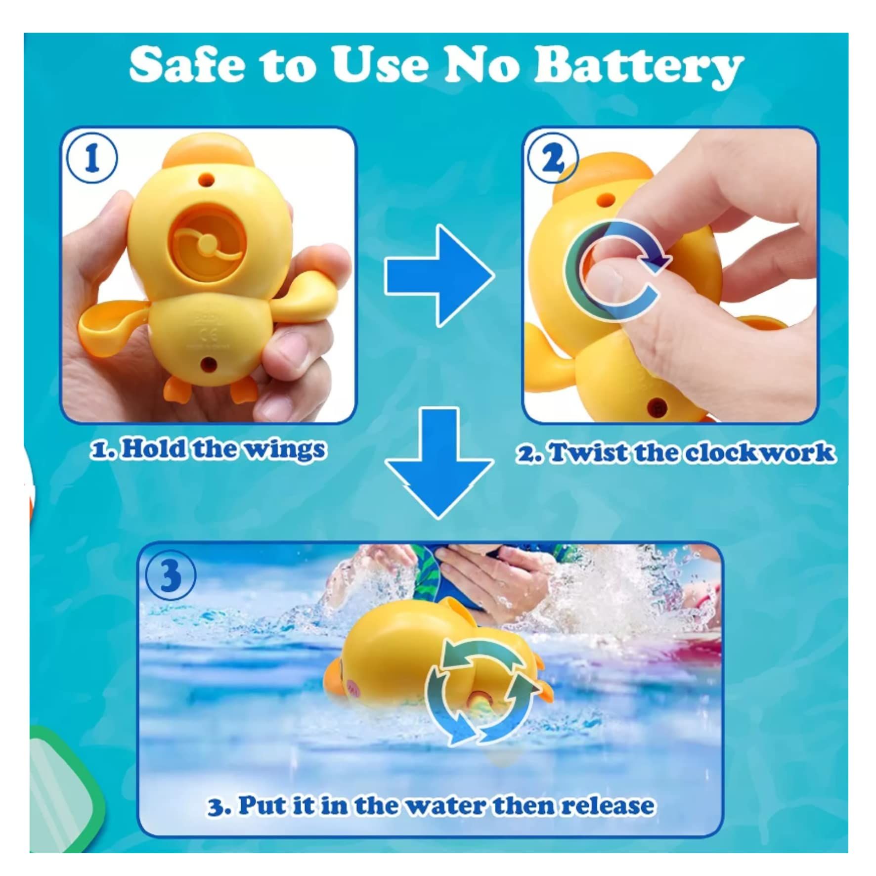 Baby Bath Toys - Mold Free Water Game - Wind-up Swimming Ducks Bath Toy for view 4
