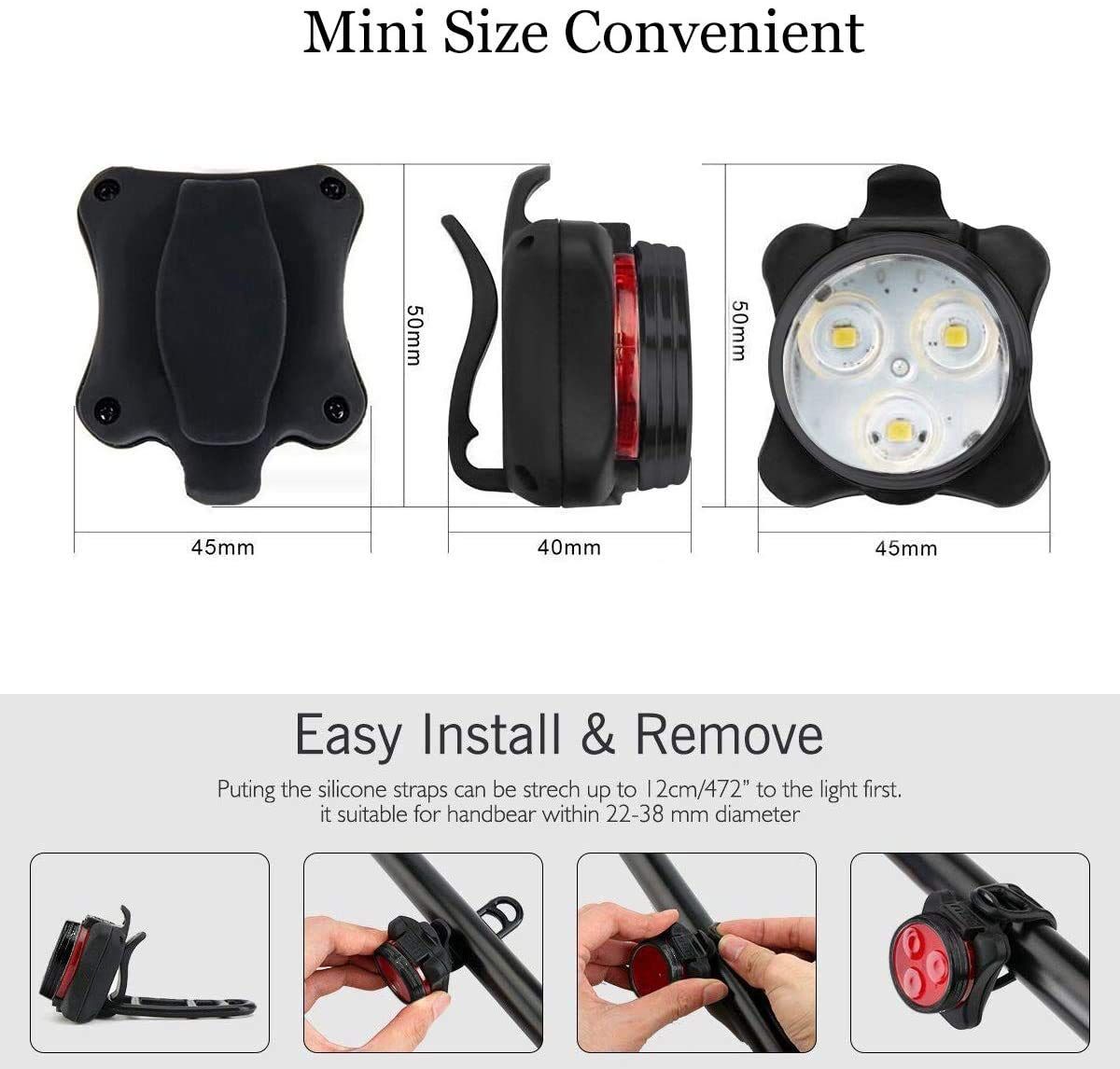 USB Rechargeable Bike Light Set view 4