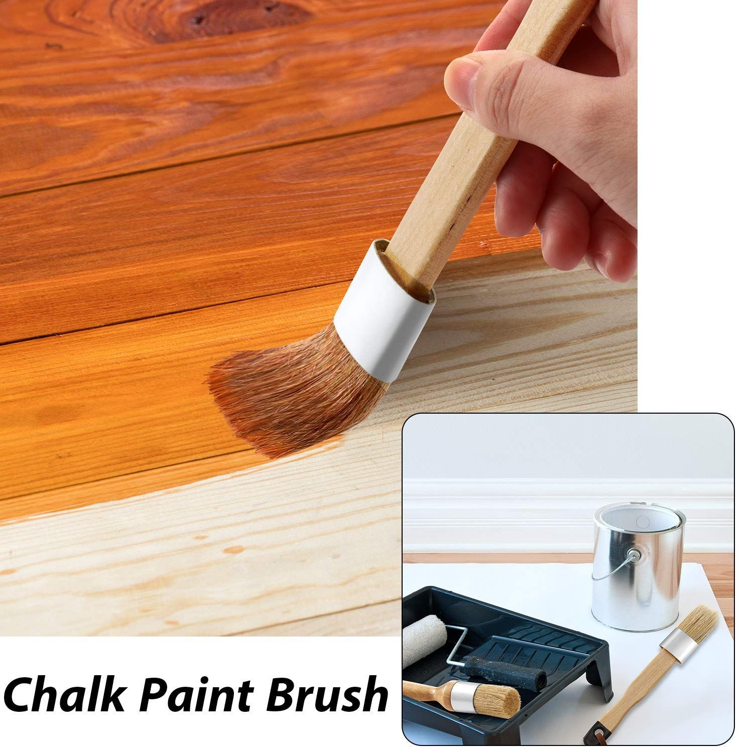 3 Pieces Chalk and Wax Paint Brushes Oval Brush for Acrylic view 4