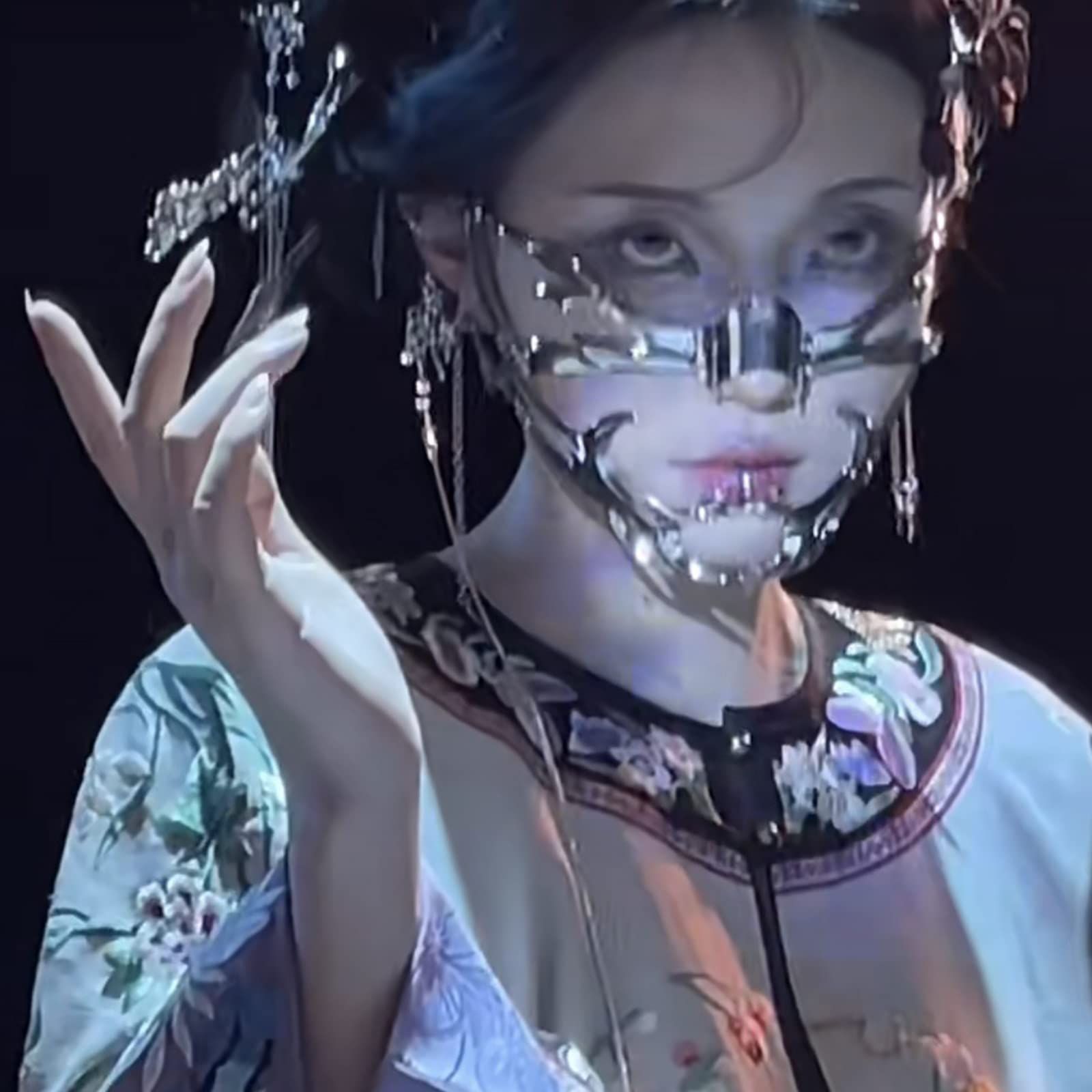 Punk Mechanical Mask for Women-Irregular Metal Face Accessories-Halloween view 5