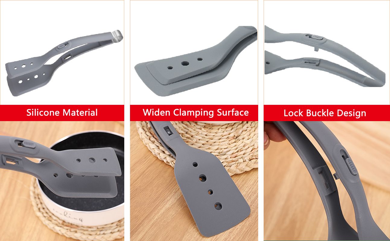 Multipurpose 2 in 1 Silicone Clamp Spatulas and Tongs view 3