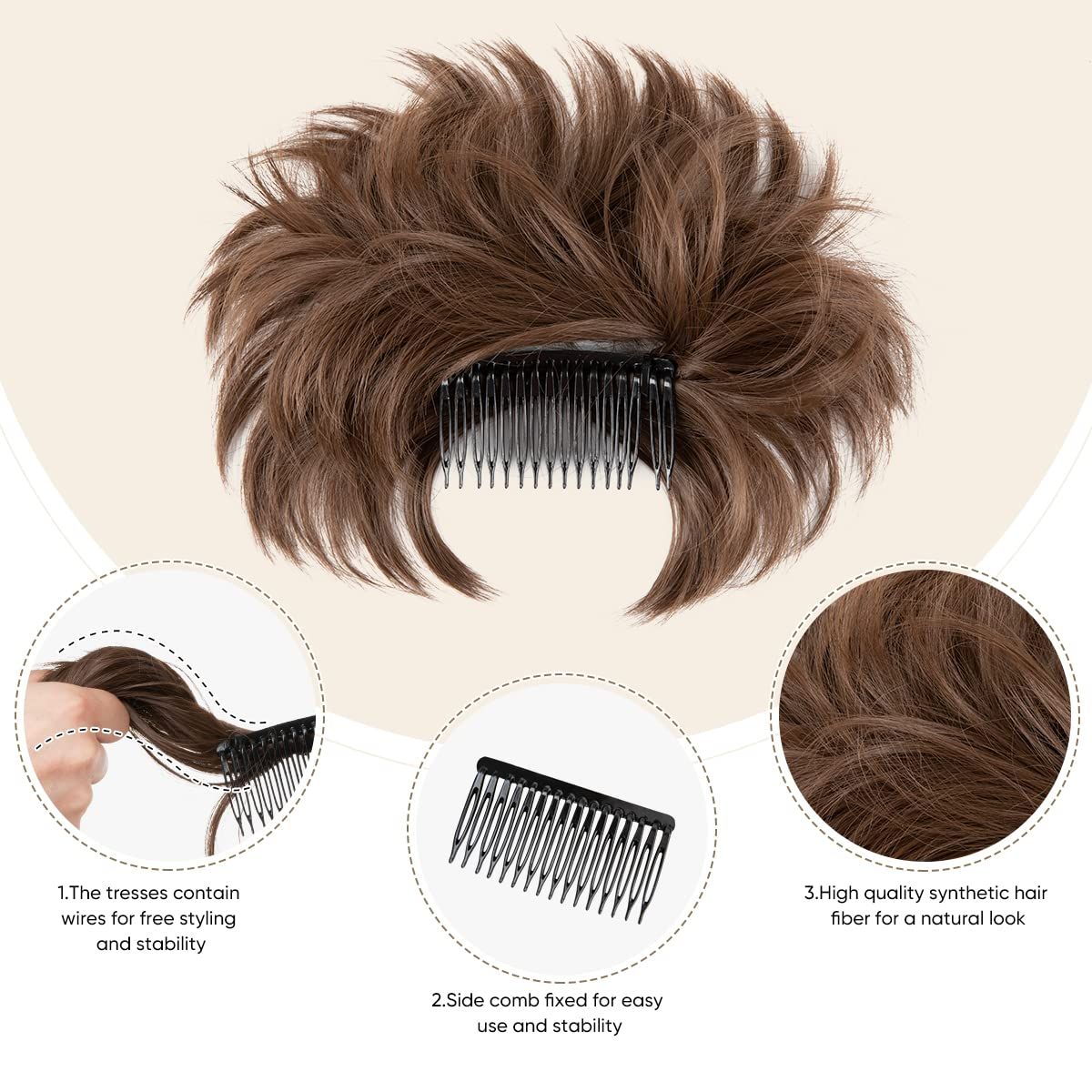 Messy Bun Hair Piece Side Comb Clip in Hair Bun Hairpiece for Women Short view 2