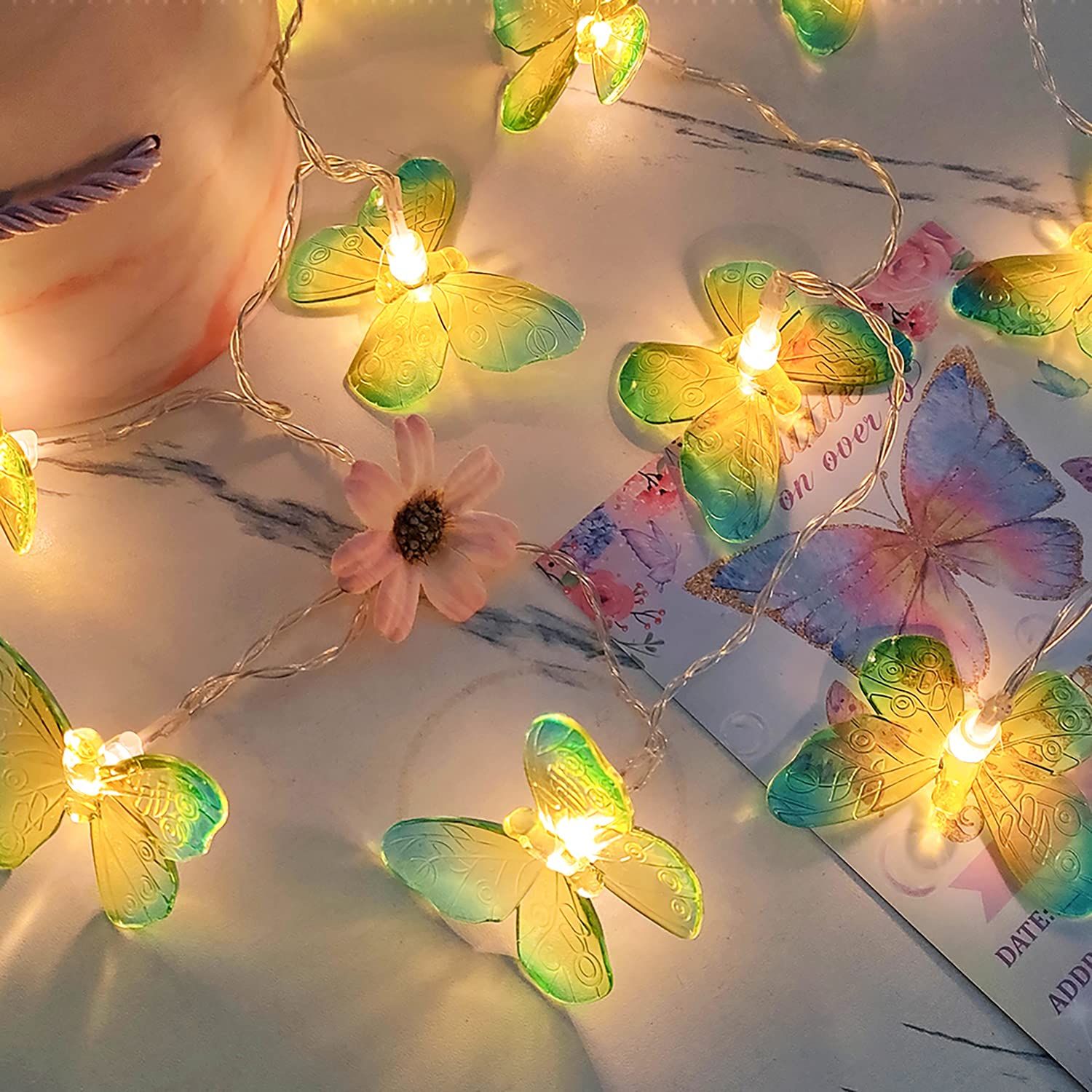 Dragonfly String Lights 10 feet 20 LED Retro Style Copper Wire Butterfly Fairy view 4