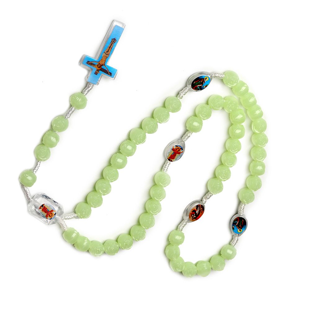 Victorian Gothic Crossed Rosary Necklace With Chain Charm Handmade Rose Flower view 2