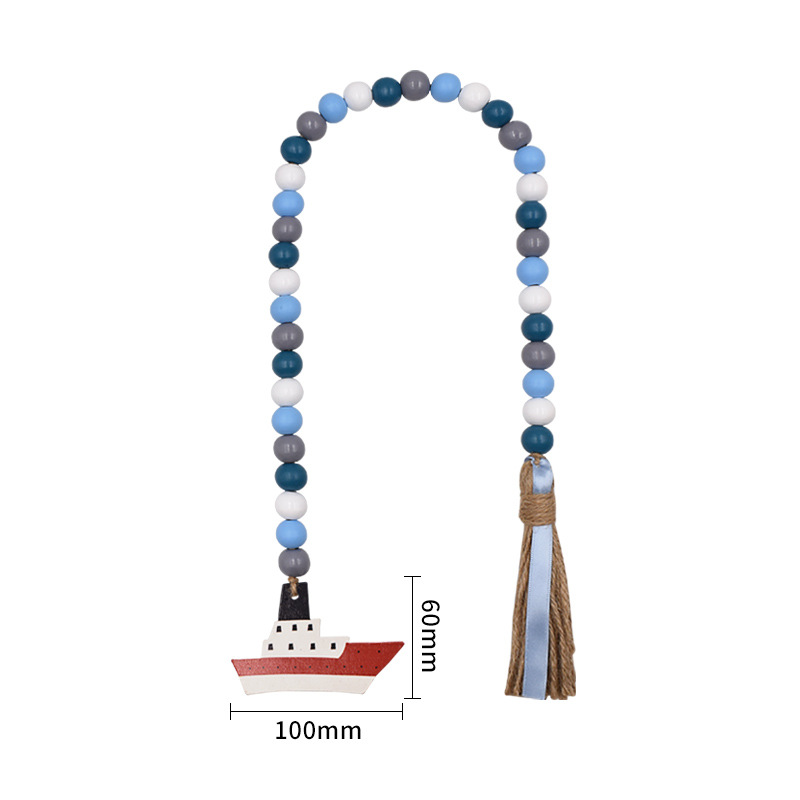 Boat Wooden Beads Rustic Bead Sailboat Beach Sign Hanging Decoration Home view 2