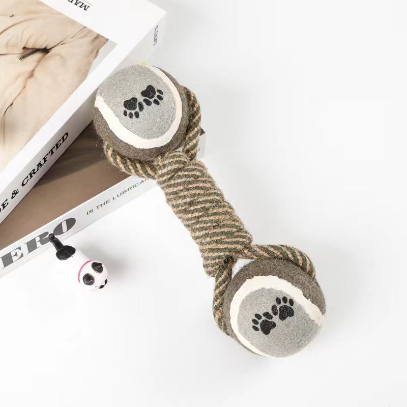 Dog chew Toy, Cotton Rope Tennis Dumbbell Dog Toy, Dog Knot Toy Ball view 3