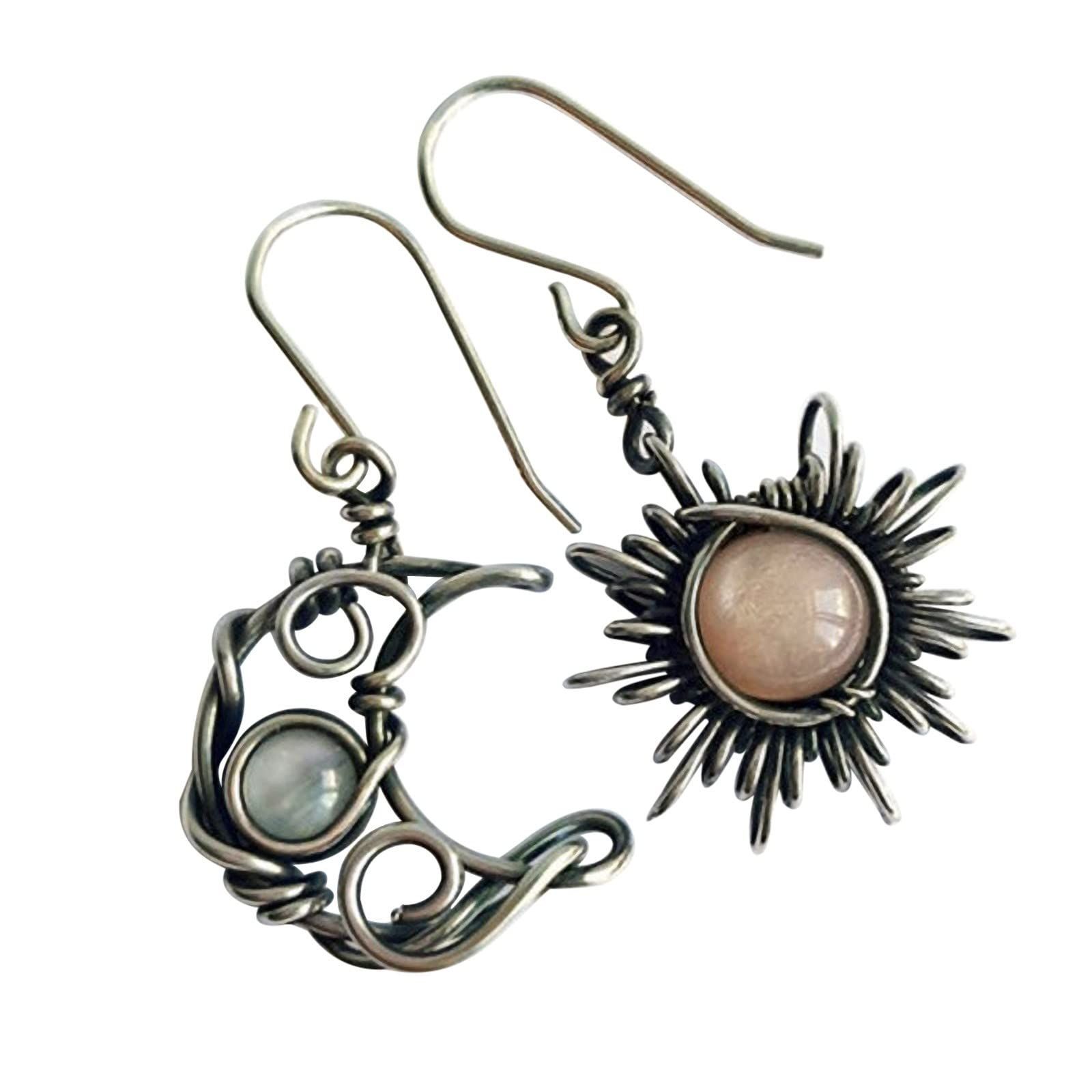 Boho Sun Moon and Stars Drop Dangle Earrings